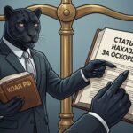 Статья за оскорбление личности: какая статья, какой штраф и что делать Пантера держит книгу законов и указывает на страницу — статья 5.61 КоАП РФ, наказание за оскорбление личности