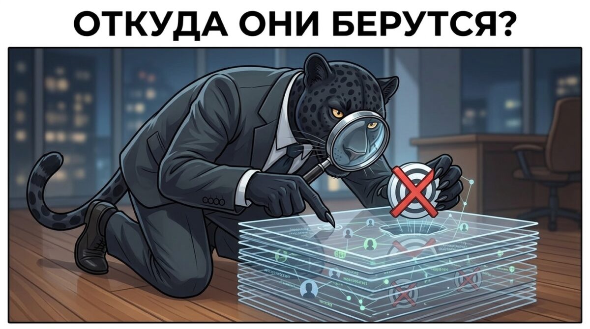 Как удалить информацию о себе в интернете, даже если вы уже всё почистили Пантера с лупой рассматривает полупрозрачные слои данных с иконками соцсетей — откуда в сети данные, которые вы не удаляли