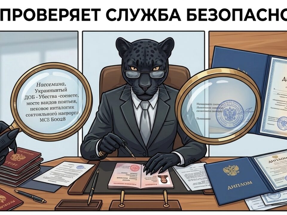 Что проверяет служба безопасности при приёме на работу — пантера рассматривает паспорт и диплом через лупу