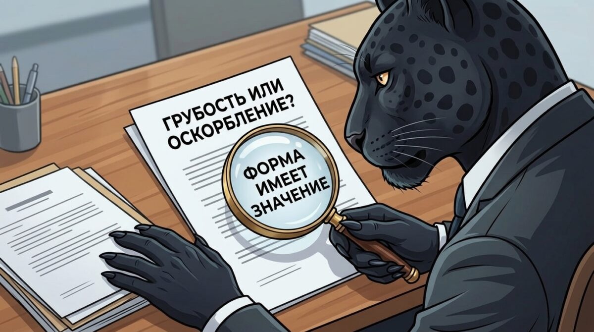 Пантера с лупой изучает текст на листе бумаги &mdash; что считается оскорблением личности по закону