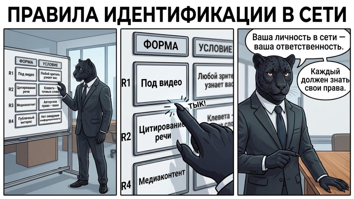 Пантера у доски с таблицей форм и условий &mdash; как пожаловаться на видео в ютубе