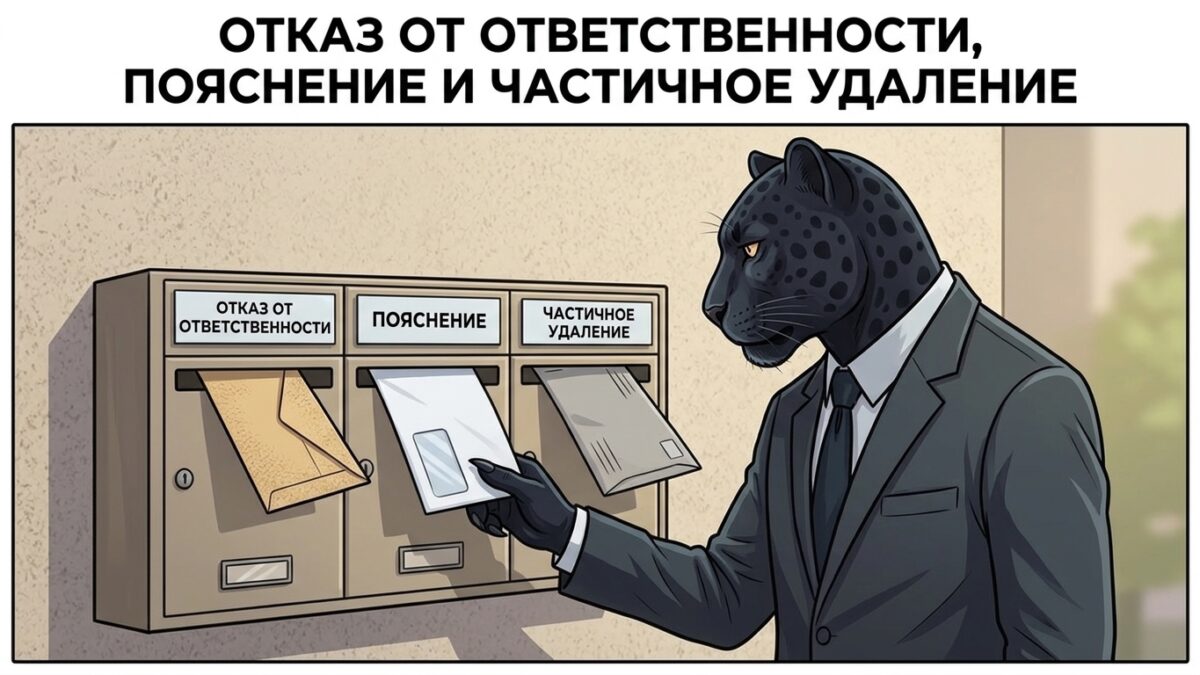 Три распечатанных письма веером в руке &mdash; три вида ответа на жалобу об удалении информации