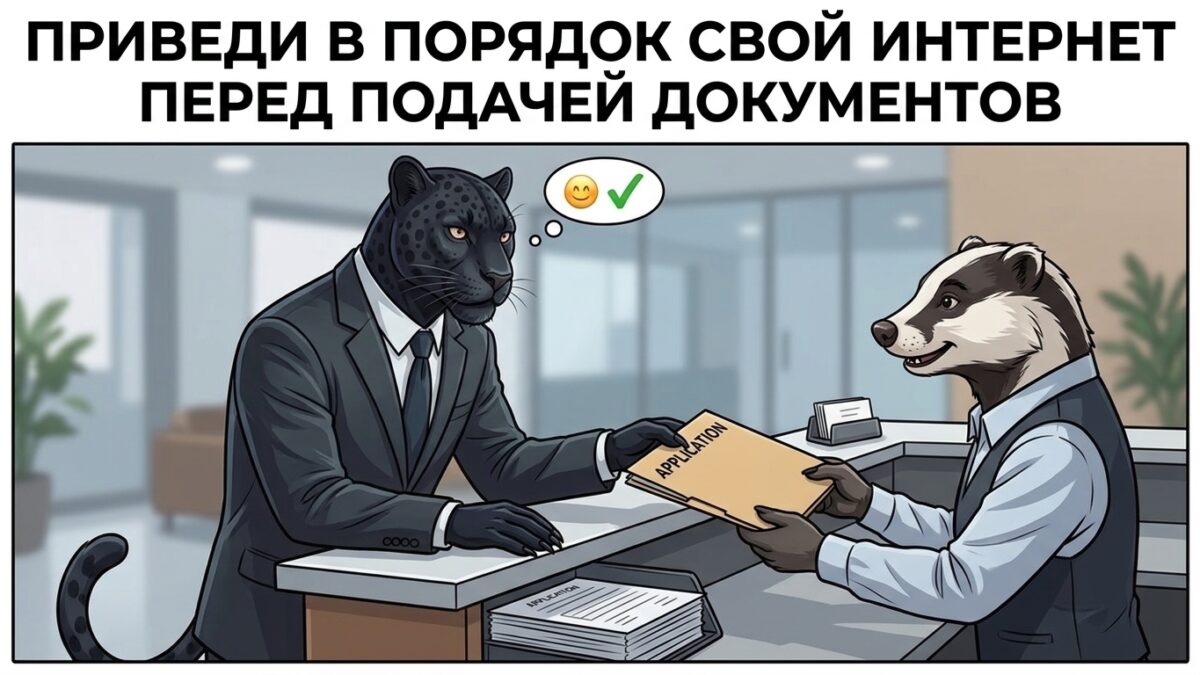 Как почистить интернет перед подачей документов на визу Маскот подаёт папку с документами в окно приёма — негатив в интернете мешает получить визу