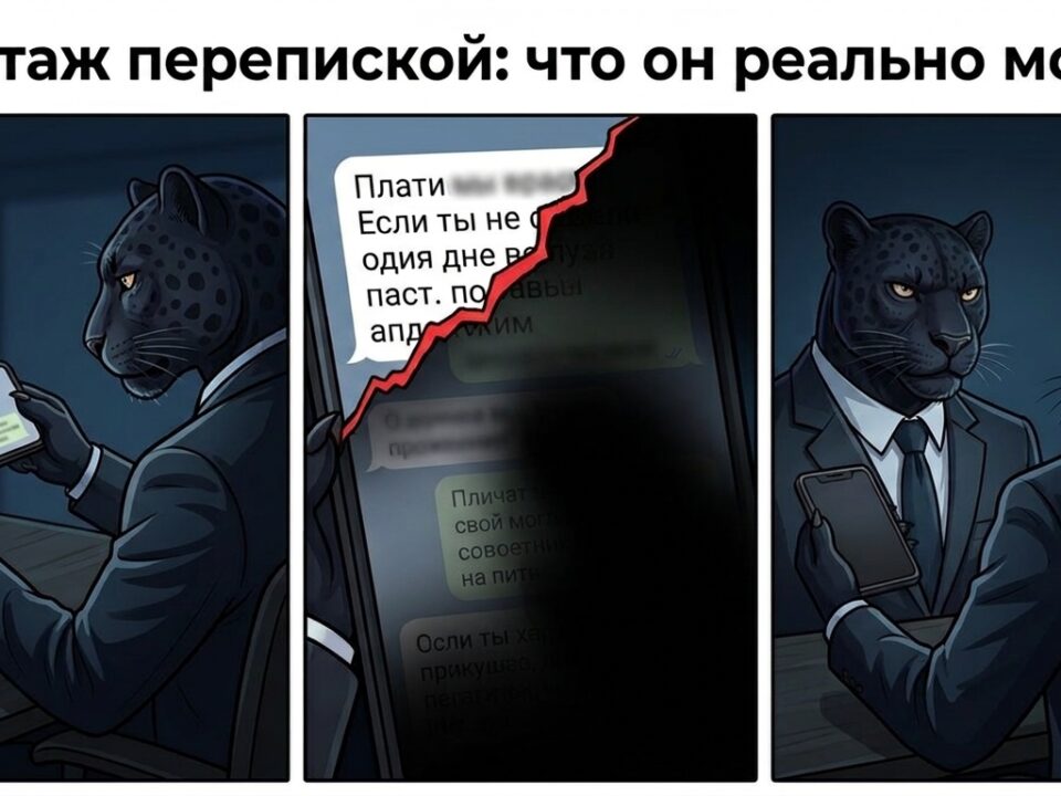 Пантера перед экраном с обрезанным диалогом — шантаж перепиской, что делать