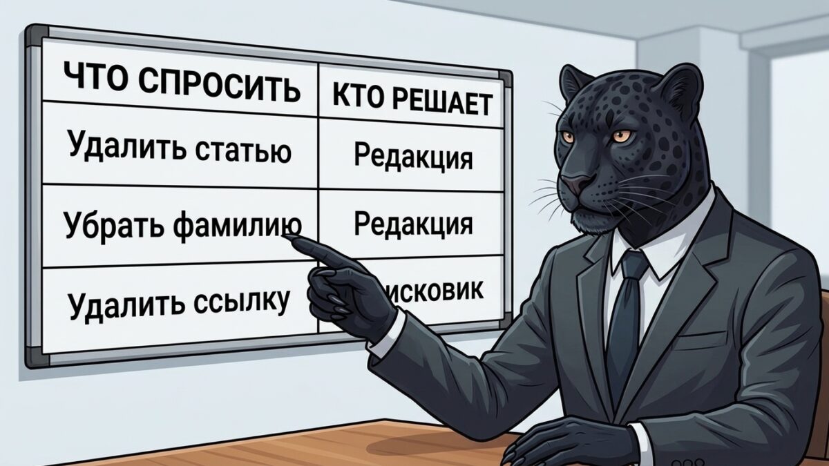 Таблица трёх способов убрать старую статью из поиска: удаление, анонимизация, деиндексация ссылки
