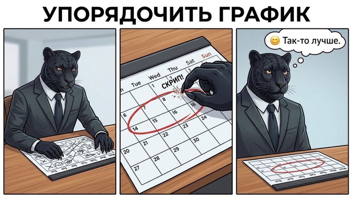 Пантера отмечает обведённые даты в календаре &mdash; срок рассмотрения заявления в поисковую систему