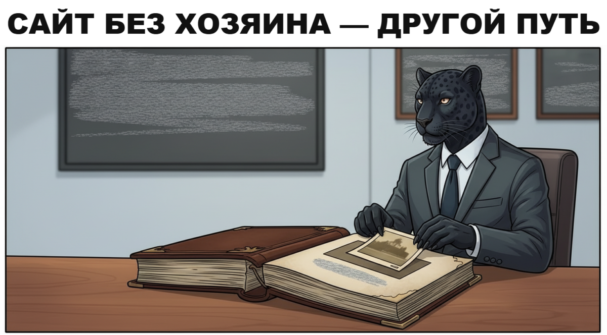 Как удалить статью «развод» о себе из интернета Человек-пантера разглядывает пустую визитку — у сайта нет ни контактов, ни владельца