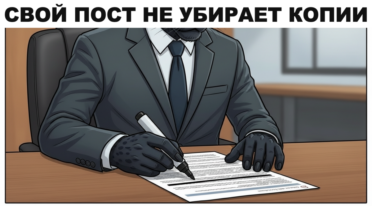 Пантера держит телефон с пустым профилем над распечатками снимка &mdash; удалённый пост не убирает копии фото