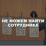 Пантера в деловом костюме прикалывает объявление о вакансии к пробковой доске, рядом торчат пустые булавки