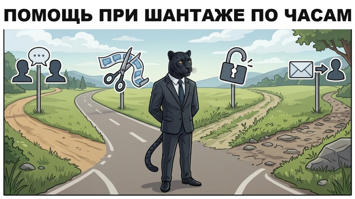 Срочная помощь при шантаже: кто что успеет за сутки Пантера переставляет четыре стрелки на настенном циферблате — срочная помощь при шантаже по часам