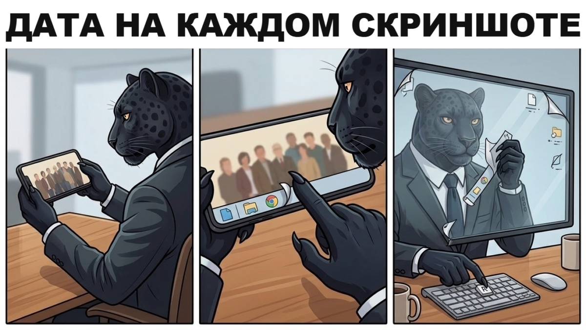 Пантера подписывает дату на снимке экрана &mdash; что приложить к заявлению об удалении материалов