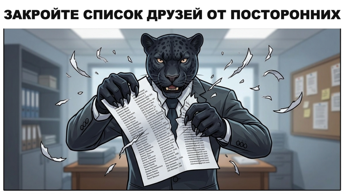 Пантера в костюме разрывает распечатанный список контактов &mdash; защита от адресной рассылки