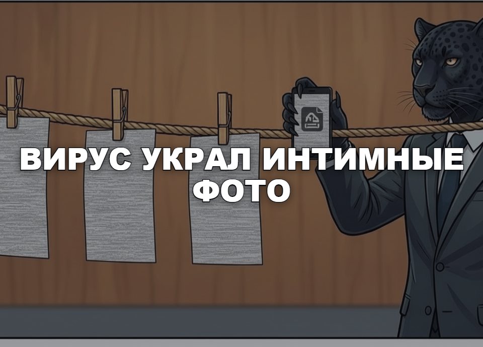 Человек-пантера в костюме держит смартфон, на экране вместо снимка открыт установочный файл приложения