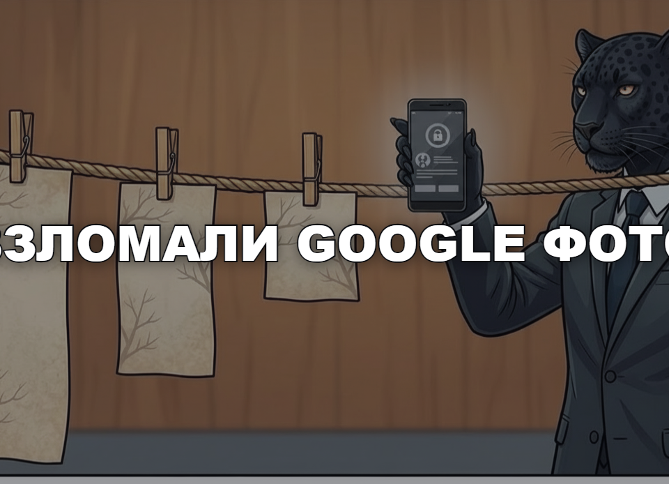 Человек-пантера в костюме держит смартфон, на экране уведомление о входе в аккаунт с незнакомого устройства